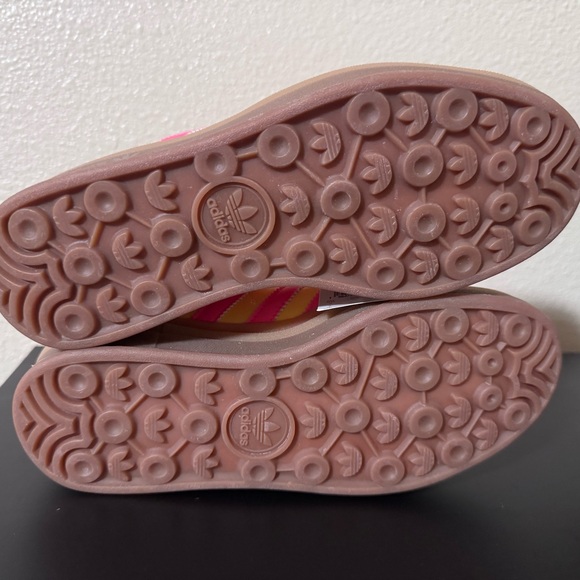 NWT Sz 7 Adidas Originals Gazelle Bold Wmns Casual Shoes Yellow Lucid Pink - Picture 5 of 5
